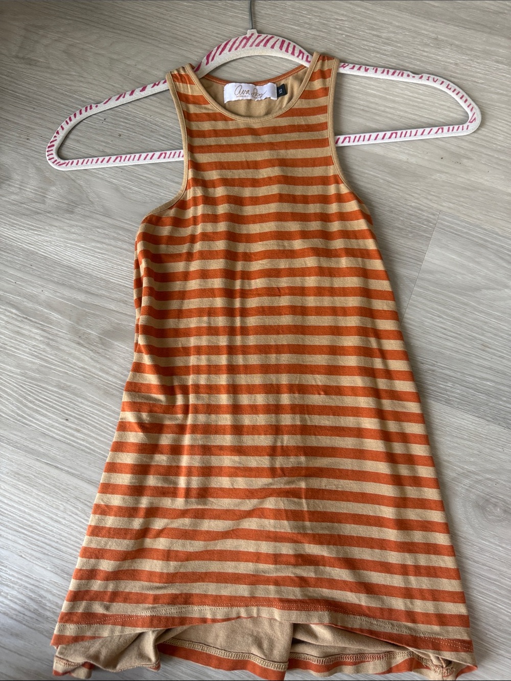 Ava Sky Orange and Tan Striped Tank